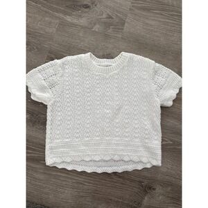 Abercrombie Kids White Textured Knit‎ Short Sleeve Sweater Top Size 9 10